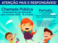 CHAMADA PÚBLICA: LEVANTAMENTO DE DEMANDA PARA CRIANÇAS DE 0 A 3 ANOS NAS CRECHES MUNICIPAIS EM 2019