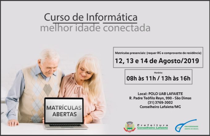 Matrículas para o curso de Informática “Melhor Idade Conectada
