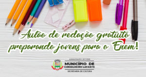Secretaria de Cultura traz a Lafaiete o Aulão de redação gratuito preparando jovens para o Enem