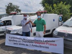 Prefeito Mário Marcus recebeu através do deputado Glaycon Franco mais três ambulâncias para Lafaiete