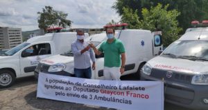 Prefeito Mário Marcus recebeu através do deputado Glaycon Franco mais três ambulâncias para Lafaiete