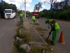 Serviço de capina e limpeza das vias é realizado diariamente em diversos bairros da cidade