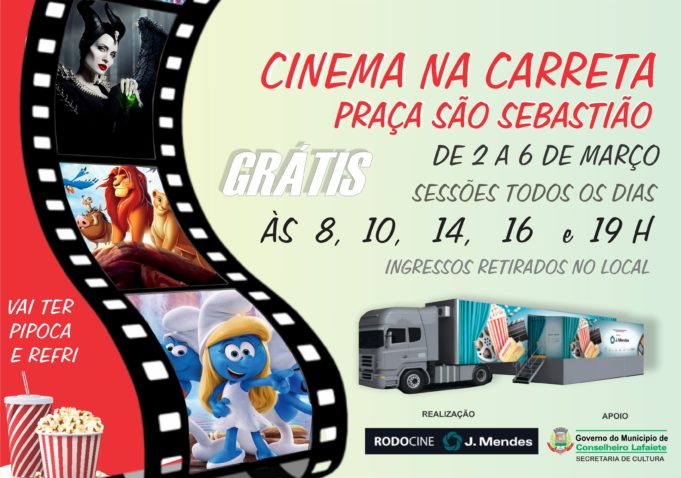 Cinema na carreta estará disponivel de 2 a 6 de março na Praça São Sebastião