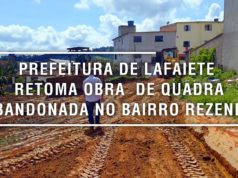 Prefeitura de Lafaiete retoma obra de quadra abandonada no bairro Rezende.