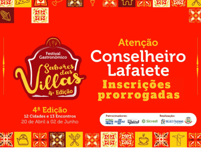 Inscrições prorrogadas até o dia 19/03 para a 4ª edição do Festival Gastronômico “Sabores das Villas” !