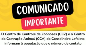 ATENÇÃO!!! Novo número para agendamento de castração animal em Conselheiro Lafaiete.