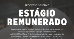 Inscrições para Processo Seletivo de Estágio Remunerado