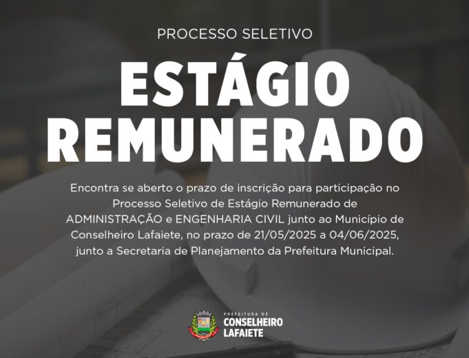 Inscrições para Processo Seletivo de Estágio Remunerado