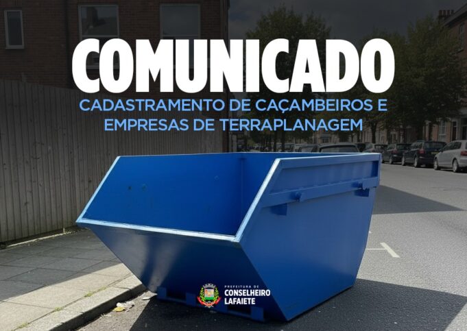 COMUNICADO IMPORTANTE – CADASTRAMENTO DE CAÇAMBEIROS E EMPRESAS DE TERRAPLANAGEM